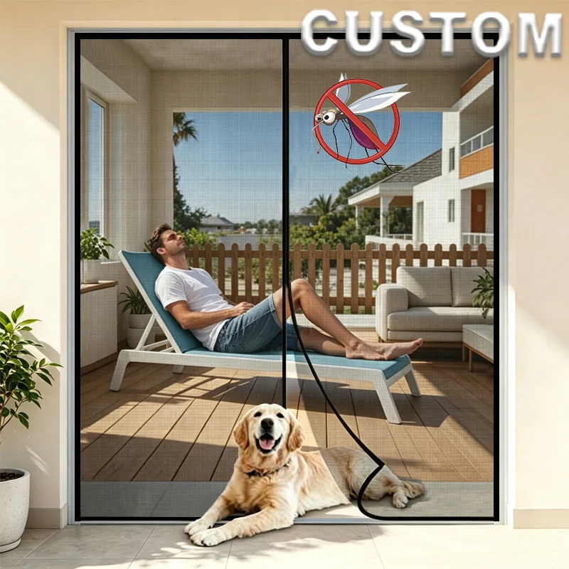 Magnetic Mosquito Screen Door,Fiberglass Mesh Curtain,Auto Closing Insect-Proof,Hands-Free Net for Patio,Front French Doors