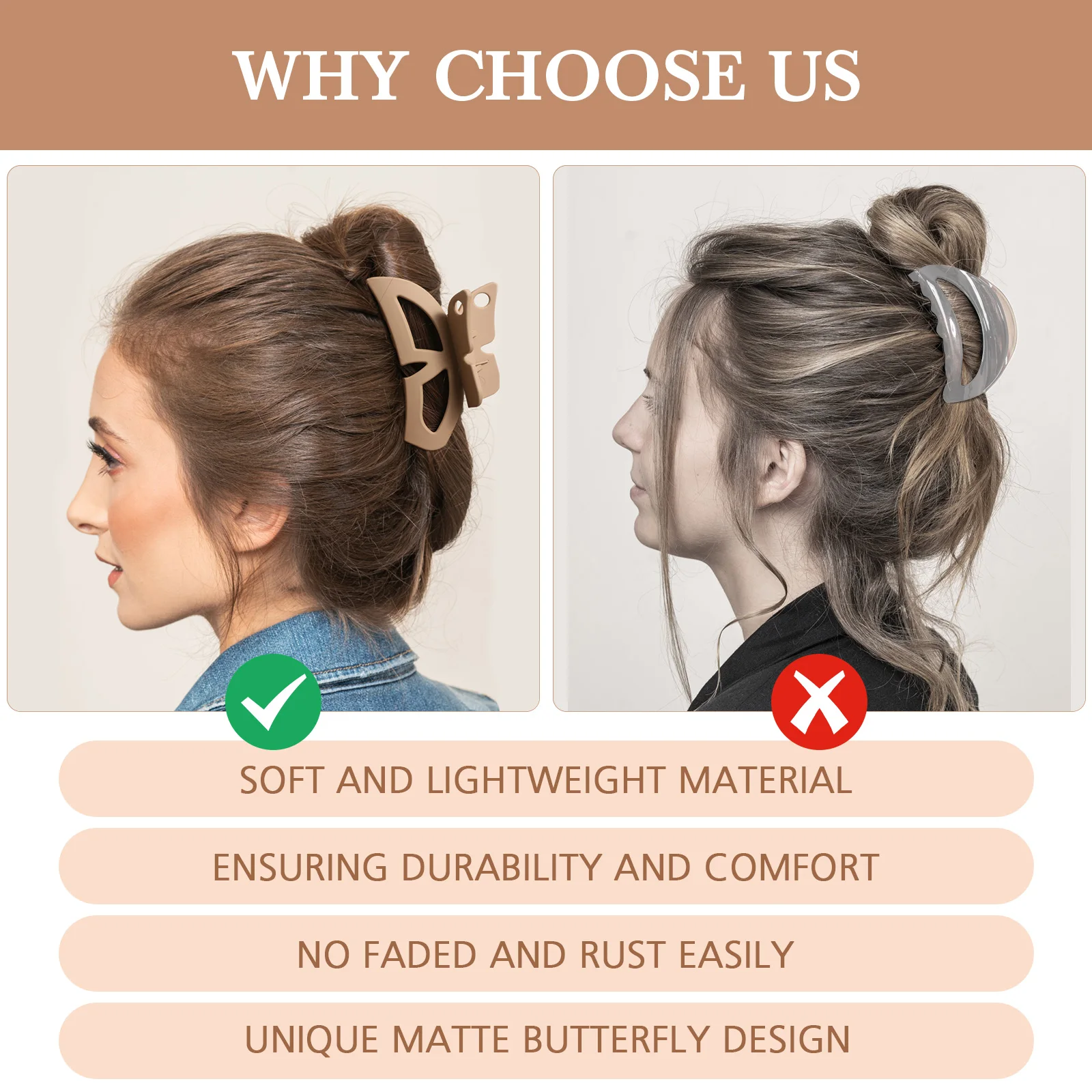 

4 pcs Hair Claw Clips Set Women Girls Hollow Bow Plastic Barrettes Grab Straight Curly Long Thick Hair Styling Accessories