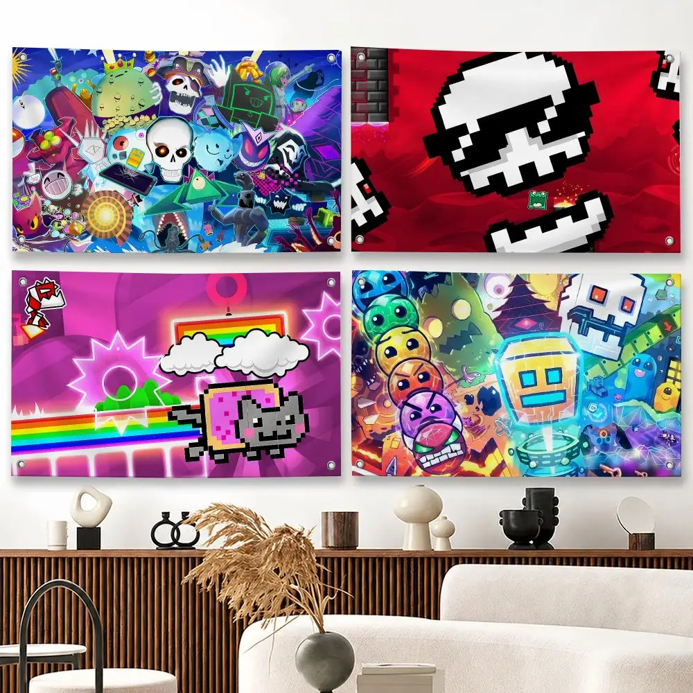 Game Geometry D-Dash Lite Flags Tapestries Outdoor Parties Bedrooms Living Rooms Dorm Rooms Wall Decor Banners Gifts
