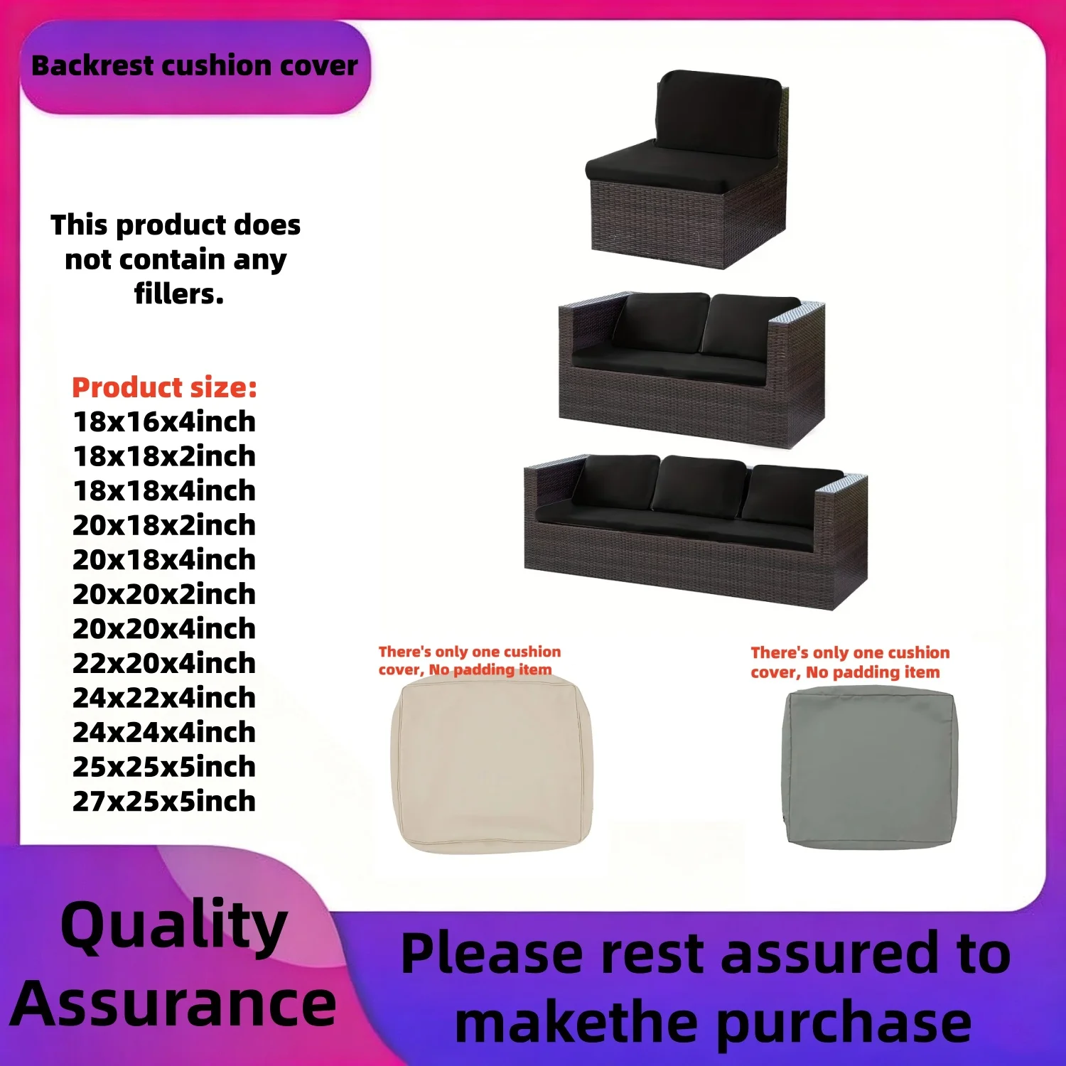 

1pc Seat cushion cover, solid color moisture absorbing and breathable sofa cover, suitable for outdoor places such as gardens