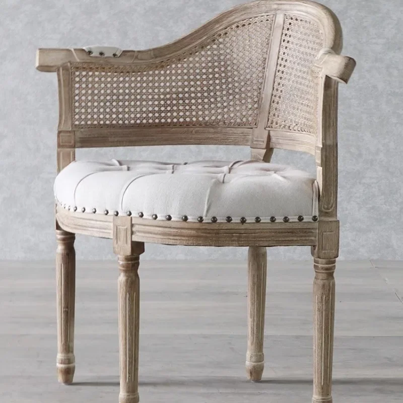 

French country old armrest American light luxury retro food cafe B & B tea leisure chair