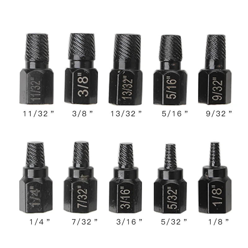 10Pcs/Set Screw Driller Bolt Disassemble Stud Slip Teeth Remove Broken Bolt Extractor Drill Screw Extractor Drill Bit Kit Tools