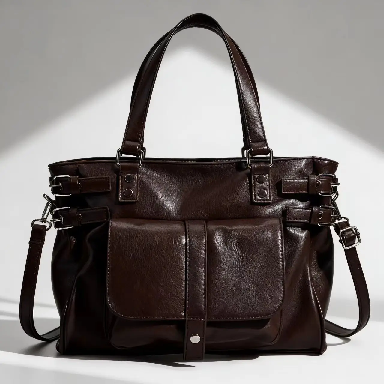 Vintage Women Shoulder Bag Large Capacity Solid Color PU Leather Female Casual Axillary Bags Ladies Handbags Big Totes Bolsas