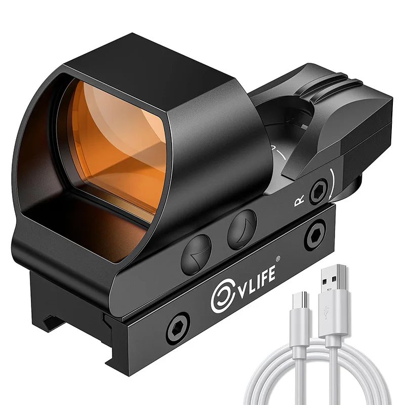 

Rechargeable Red Dot Sight 28*40mm Large Lens Paintball Sight 4 Adjustable Reticles and 8 Brightness Reflex Optics for Picatinny