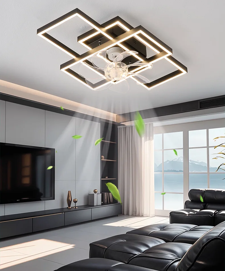 

2025 Новый вентилятор для гостиной, современный интеллектуальный потолочный вентилятор с переменной частотой для спальни, светильник
