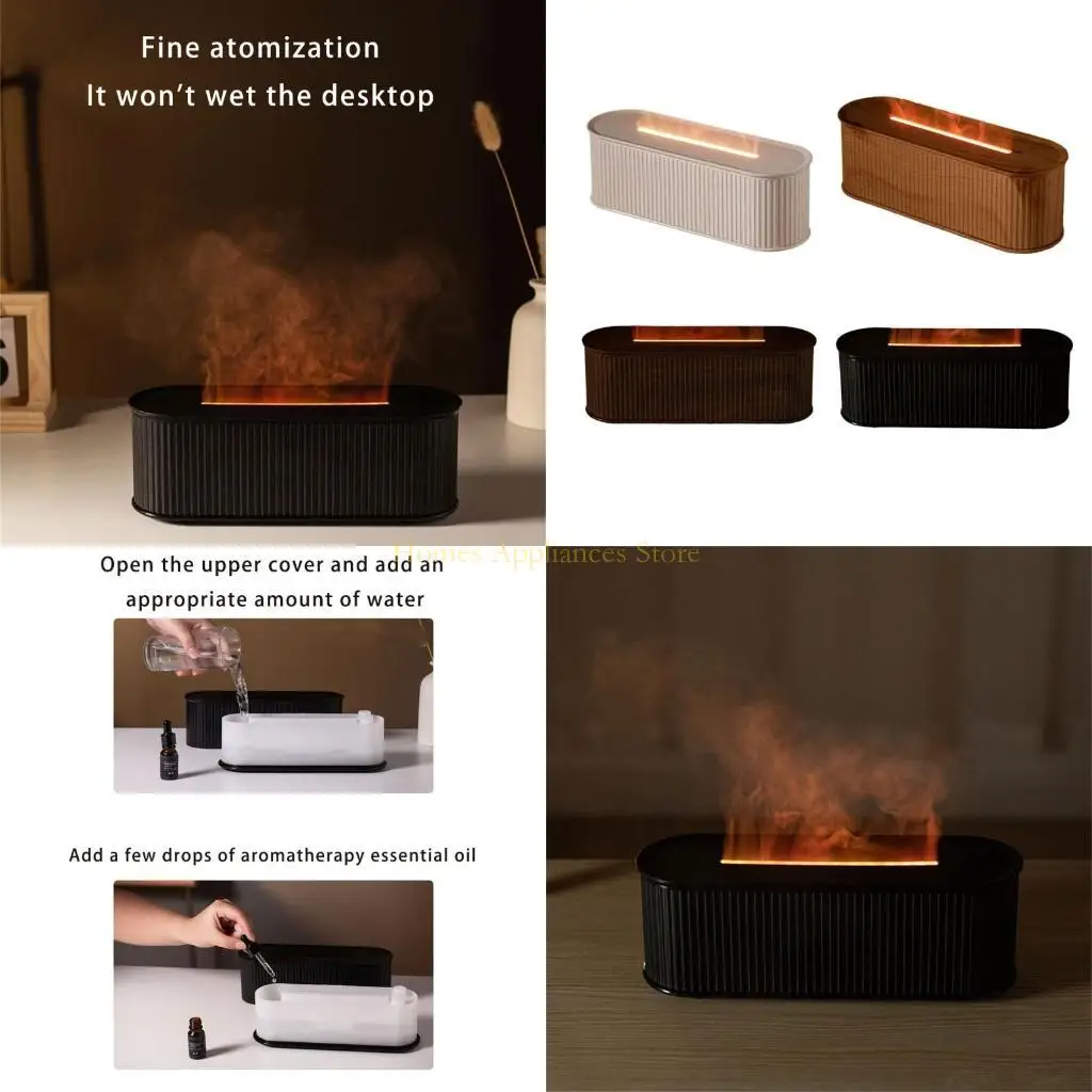 

D0AB Portable 300 мл увлажнителя воздуха 7 Цветный светодиодный светодиодный пламя в форме эфирного масла Диффузор Авто ароматы