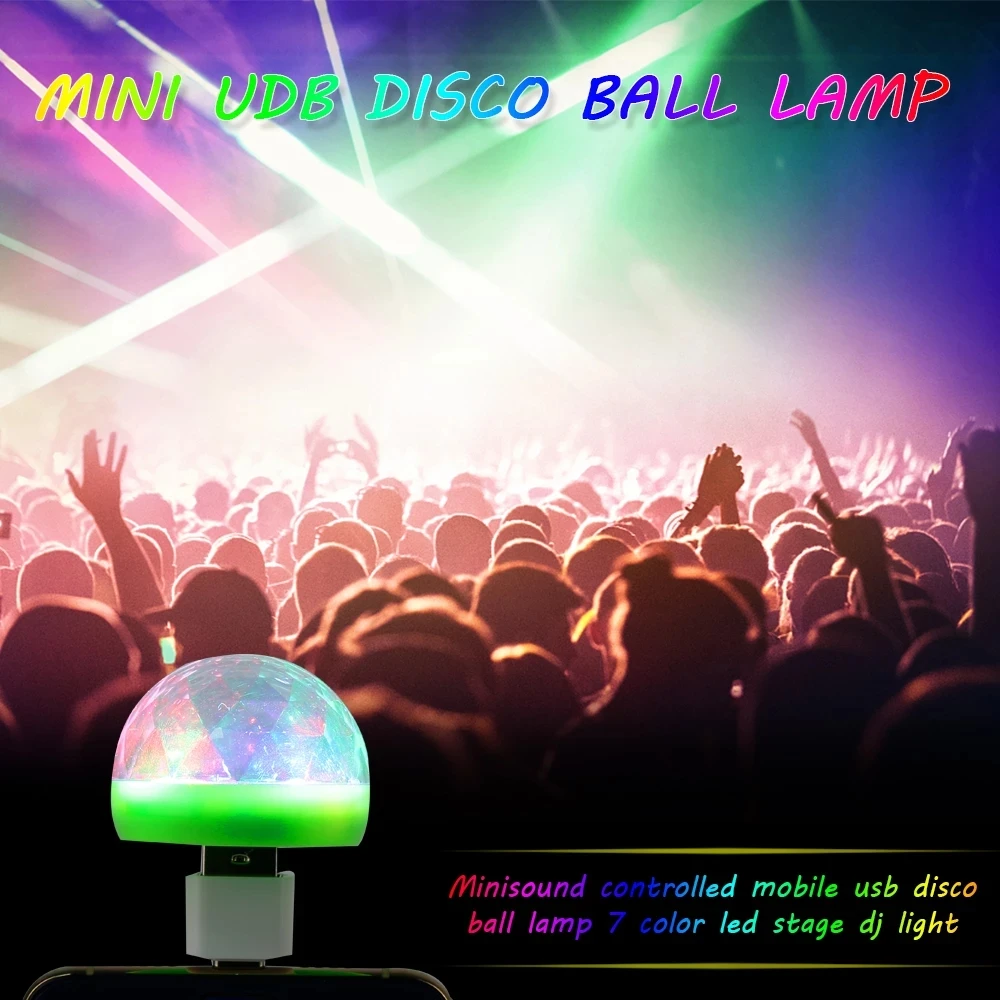 Disco Lights, Mini USB Colorful Lights, self-propelled Crystal Magic Ball Stage Lights, USB Port Power Supply, Good Choice