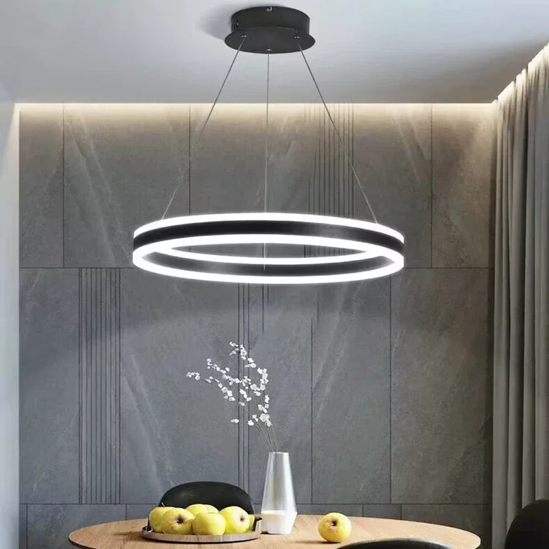 

Modern Ring LED Chandelier Dimmable Light for Living Dining Room Food Tables Kitchen Chandelier Home Decor Hanging Light Fixture