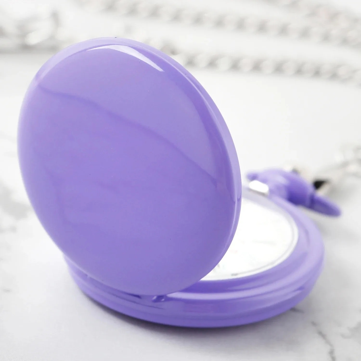 Purple Digital Display Clock Men's and Women's Quartz Pocket Watch Retro Fashion Necklace Jewelry Student Gifts