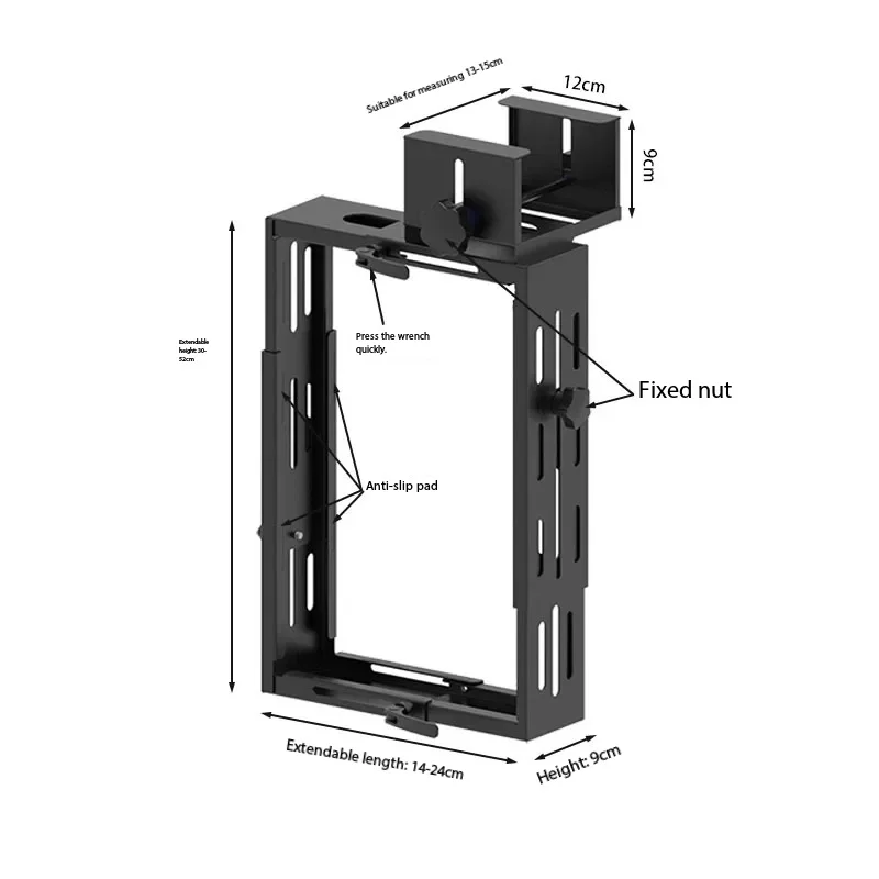 Premium Under-Desk PC Mount with Tool-Free Installation, Adjustable Host Hanger for Sit-Stand Desk, No Drilling Needed