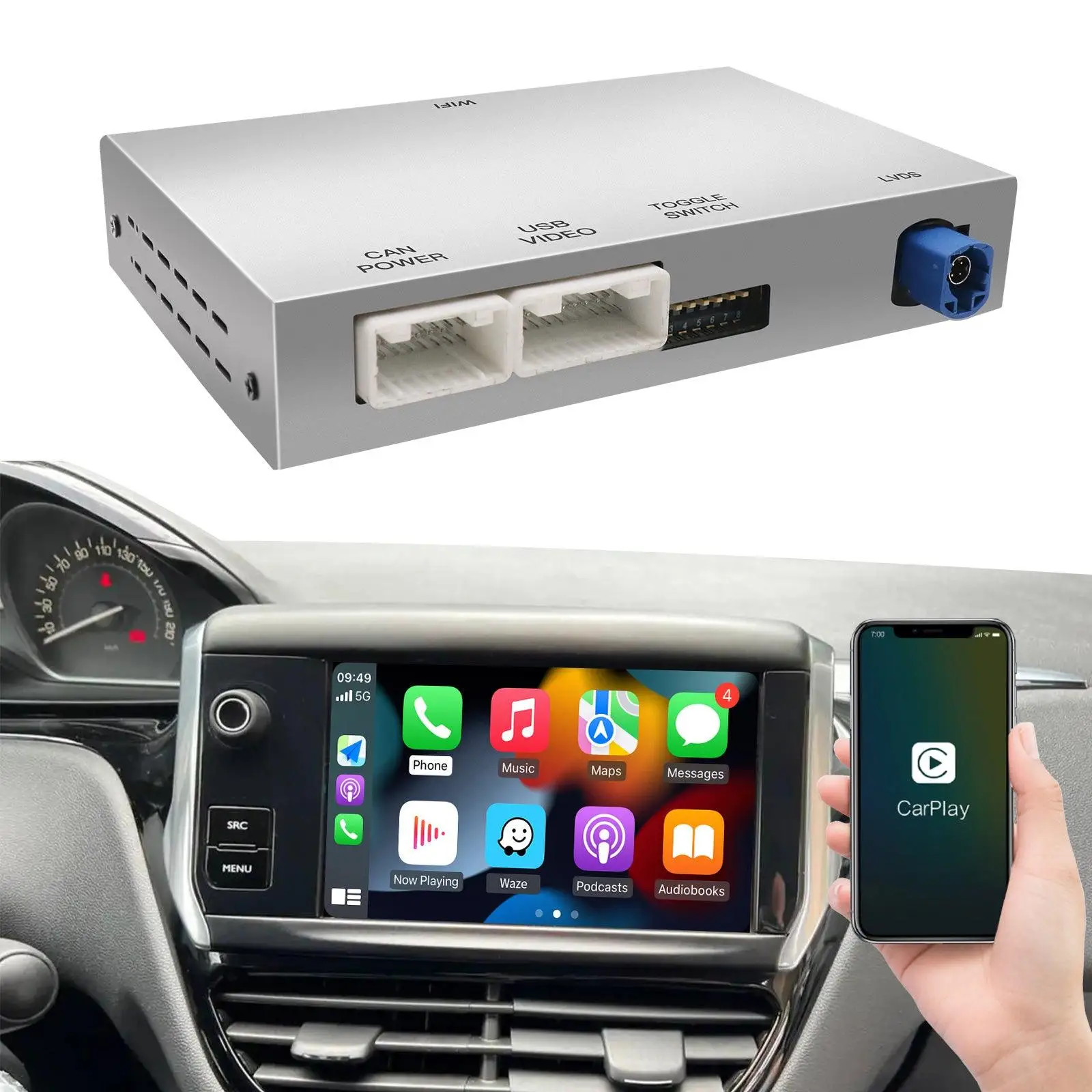 Autoabc Wireless Carplay Interface 308 3008 508 208 Citroen Decoder Android Auto Screen Mirroring SMEG & MRN