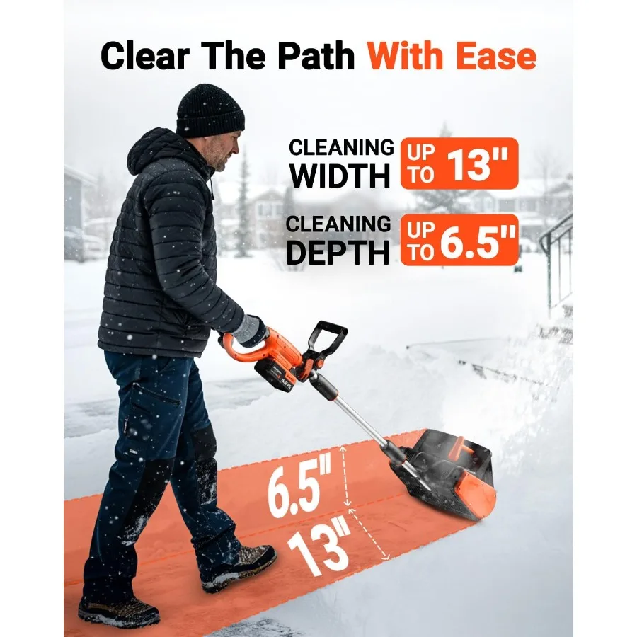 مجرفة ثلج لاسلكية 24 فولت 13 بوصة 4 أمبير منفاخ ثلج لاسلكي مع لوحة اتجاهية ومقبض أمامي قابل للتعديل لشتاء فعال #2