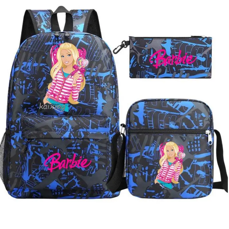 Backpack Barbie the movie 3Pcs/Set Cartoon School Bags for Teenagers Travel Outdoors Waterproof Schoolbag Children Boys Girls