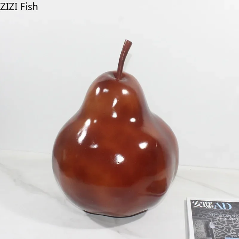 Large Pear Art Ornaments Home Decoration Accessories Artificial Fruit Sculpture Statue Miniatures FRP Crafts Figurines Gift