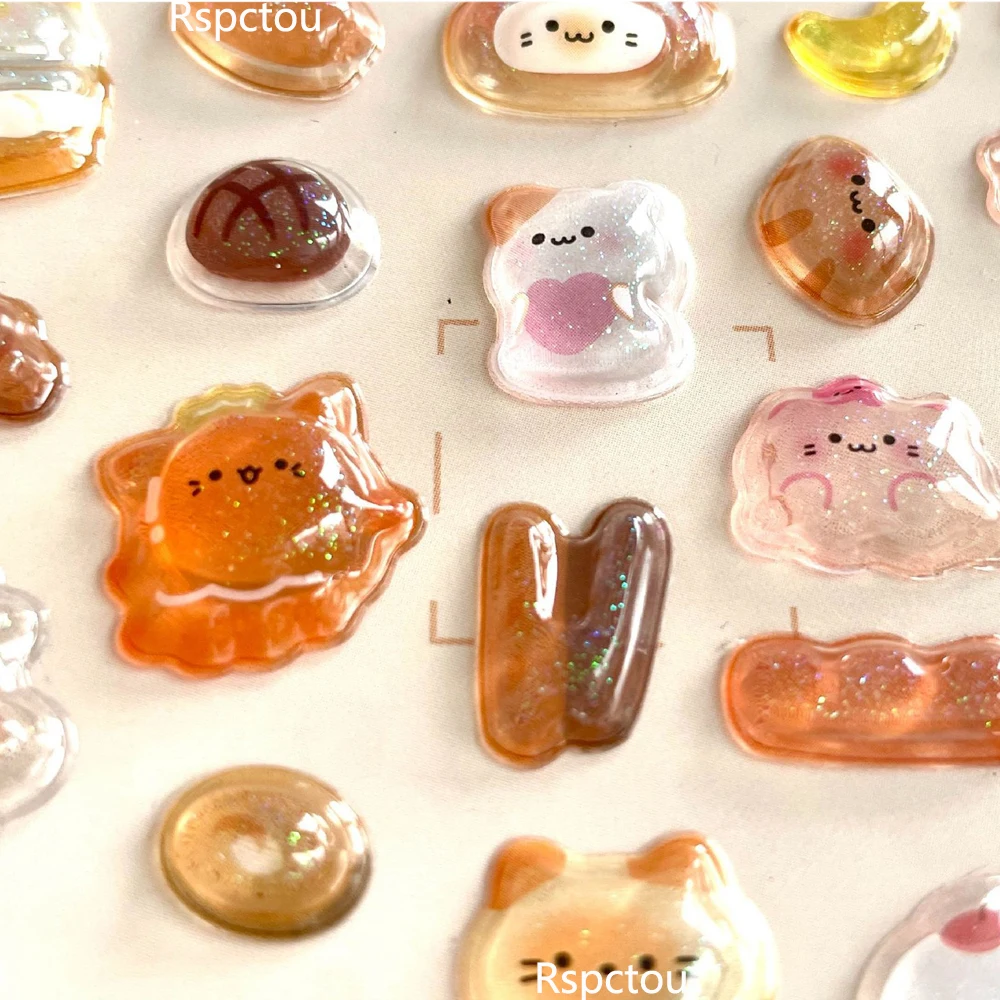 6 個かわいい漫画 3D エンボスダイヤモンドステッカーかわいいゴーストペンギンデカール DIY 電話ケーススクラップブッキング装飾レリーフステッカー