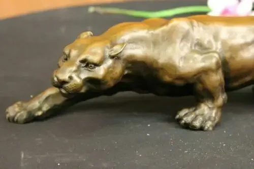 Jaguar Panther Leopard Cougar Big Cat Collector Artwork Bronze Statue Art Deco