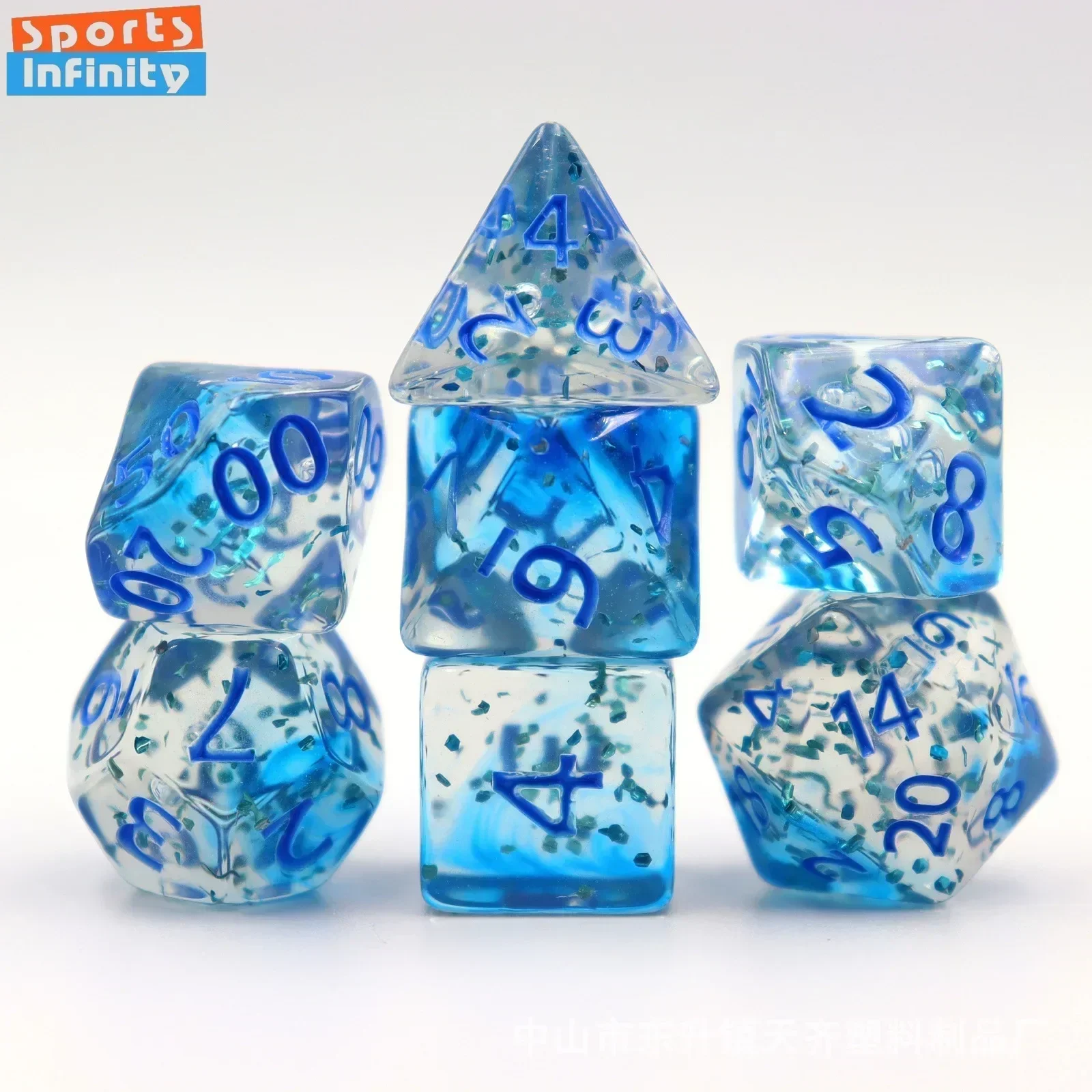 

7Pcs Transparent Dice Set Double Color Flash Dot Starry Sky DND Dice for TRPG Cthulhu COC Table Board Game Numbers Dices Kit