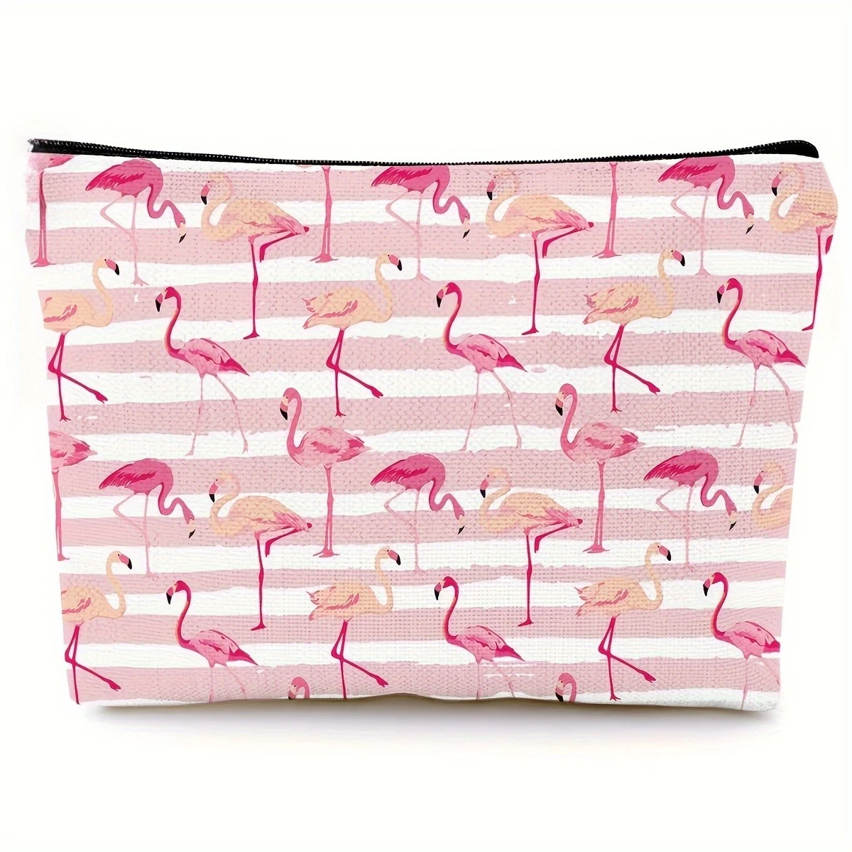 حقيبة مكياج فلامنغو الوردية اللطيفة بسحاب حقيبة مستحضرات تجميل قابلة للطي، حقيبة تخزين متعددة الوظائف هدية للنساء حقائب أدوات الزينة
