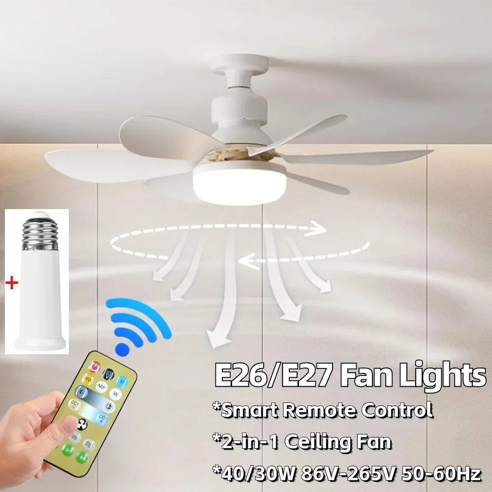 

LED Ceiling Fan Light With Remote Control Dimmable 40W/30W E26/E27 Base Modern Smart Wireless Fans Lamp For Bedroom Living Room
