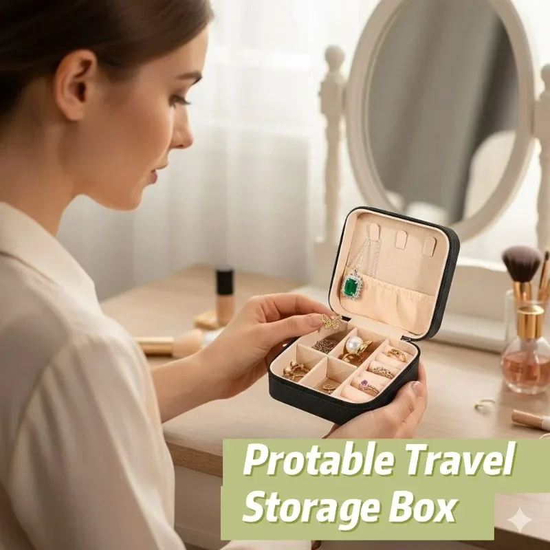 Mini Casual Portable Travel Jewelry Storage Box Pu Leather Multifunctional Storage Boxes Necklace Bracelet Earrings Ring Storage