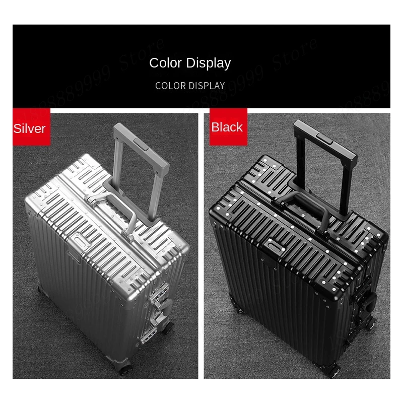 100% Aluminum Magnesium Alloy Suitcase High-Grade Universal Wheel Metal Luggage 20/26/28 inch Password Boarding Travel Bag