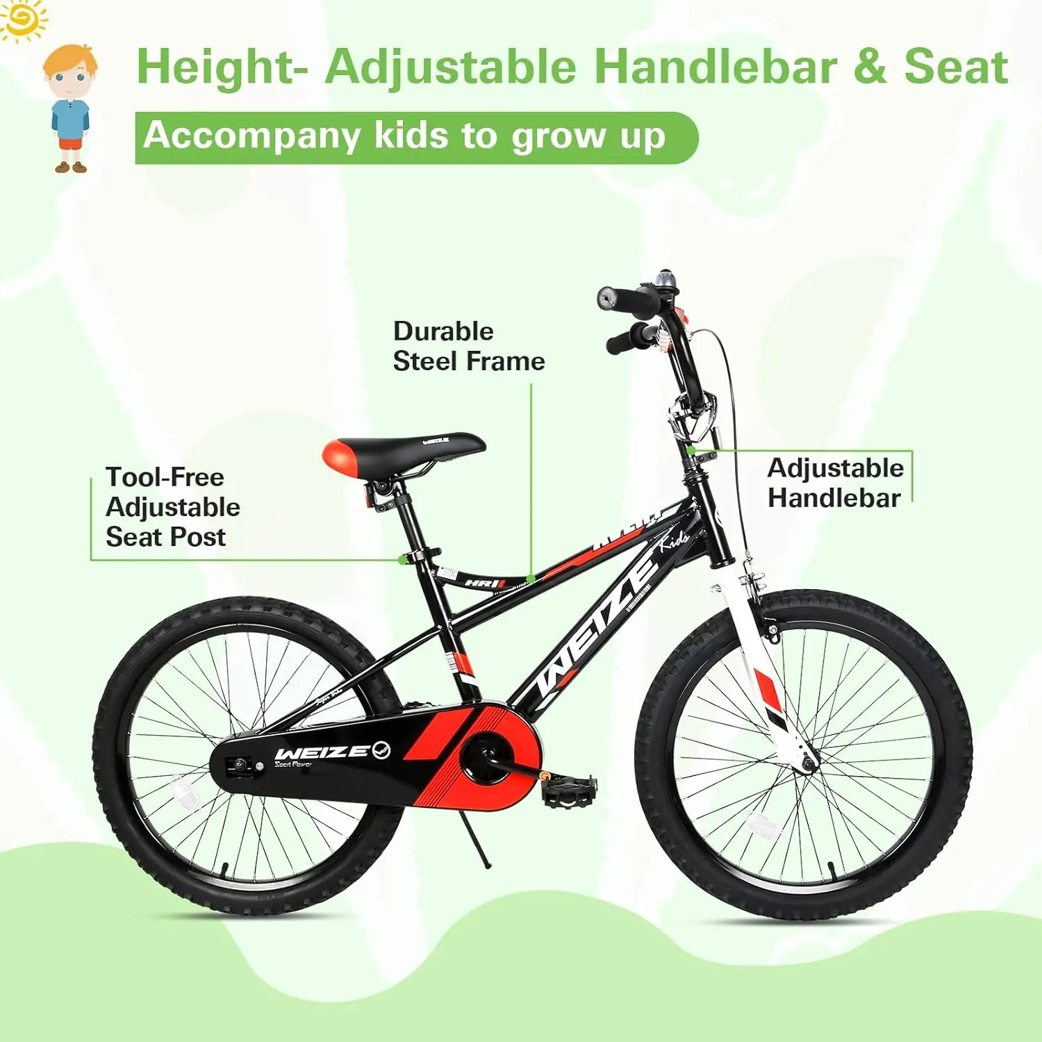 Kids Bike, 14 18 20Inch Children Bicycle for Boys Girls Ages 3-12 Years Old, Rider Height 35-60 Inch, Coaster Brake, Multiple Co