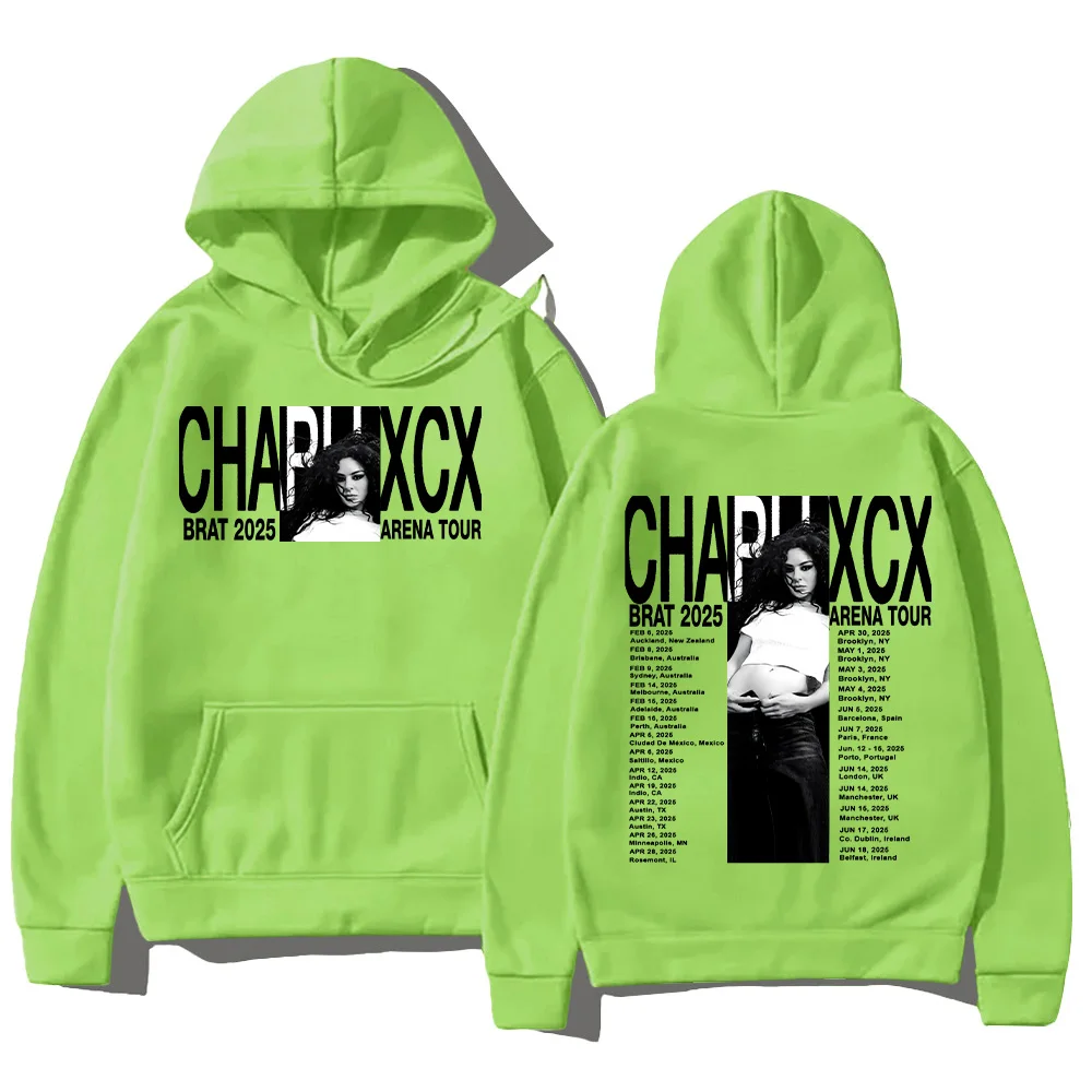 Charli XCX Brat Arena Tour 2025 Hoodie New Versatile Unisex Sweatshirt High Street Oversized Pullovers Fashion Casual Streetwear