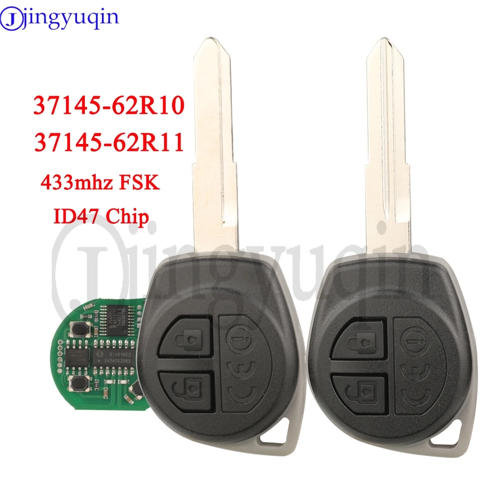 Jingyuqin 37145-62R10/37145-62R11 433mhz FSK id47 Chip Remote Car Key 2 Buttons For Suzuki Swift Ignis Flip Key Fob Control