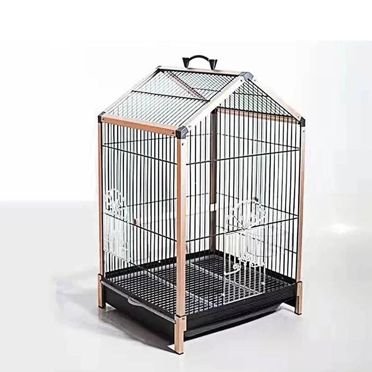 In stock Factory R & D Aluminum alloy support Black gold Independent packaging Medium sized landscape birdcage