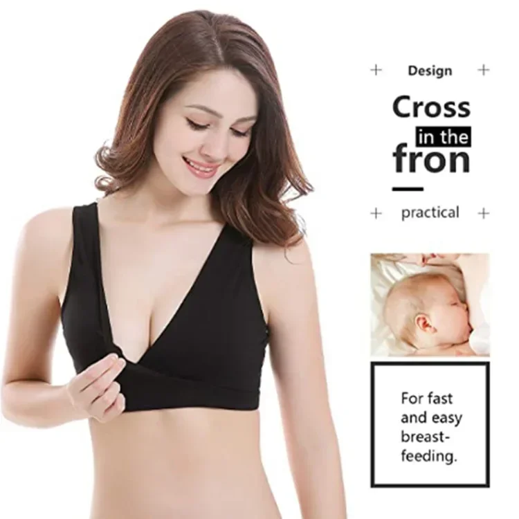 French Maternity Cotton Underwear Sleeping Bra  No Steel Ring Pregnancy Large Size Breastfeeding Cross Nursing Bra