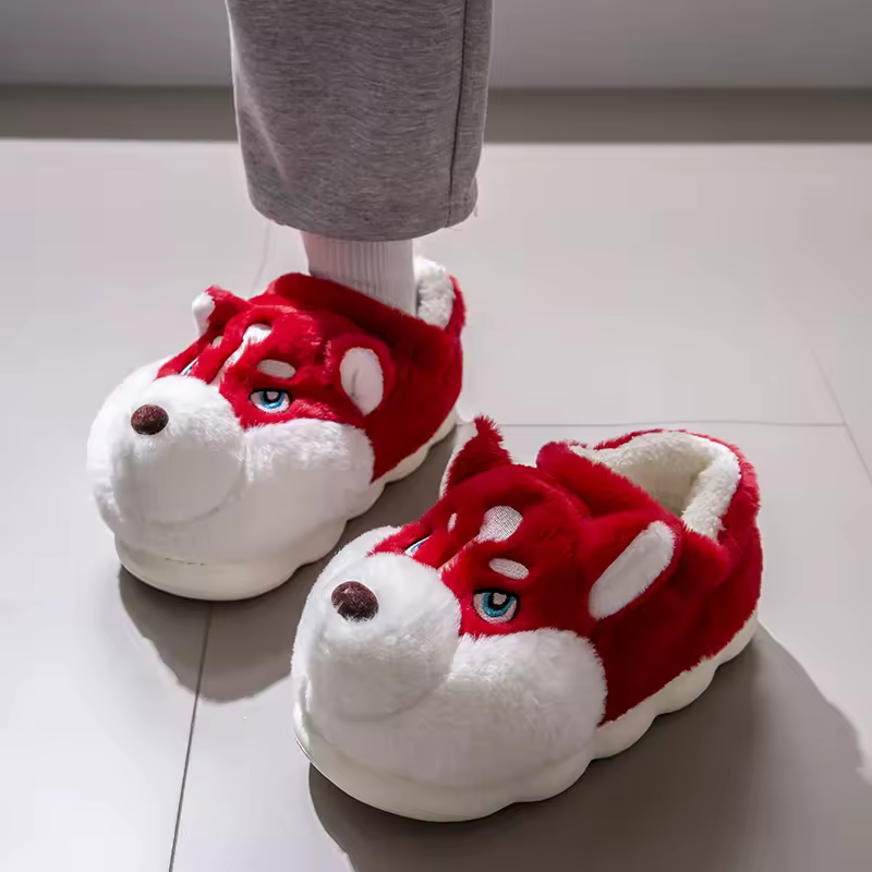 Plus Size 50 Indoor Fluffy Slippers For Women Men Winter Warm Shoes Cute Cartoon Dog Light Weight Couples Home Floor Slipper - Image 13
