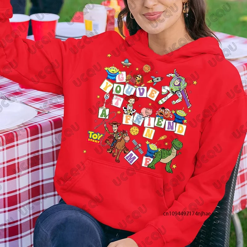 MINISO Cartoon Disney Toy Story Printed Cotton Hoodies For Women Autumn Winter Fashion Casual Long Sleeve Sweatshirt Couple Tops
