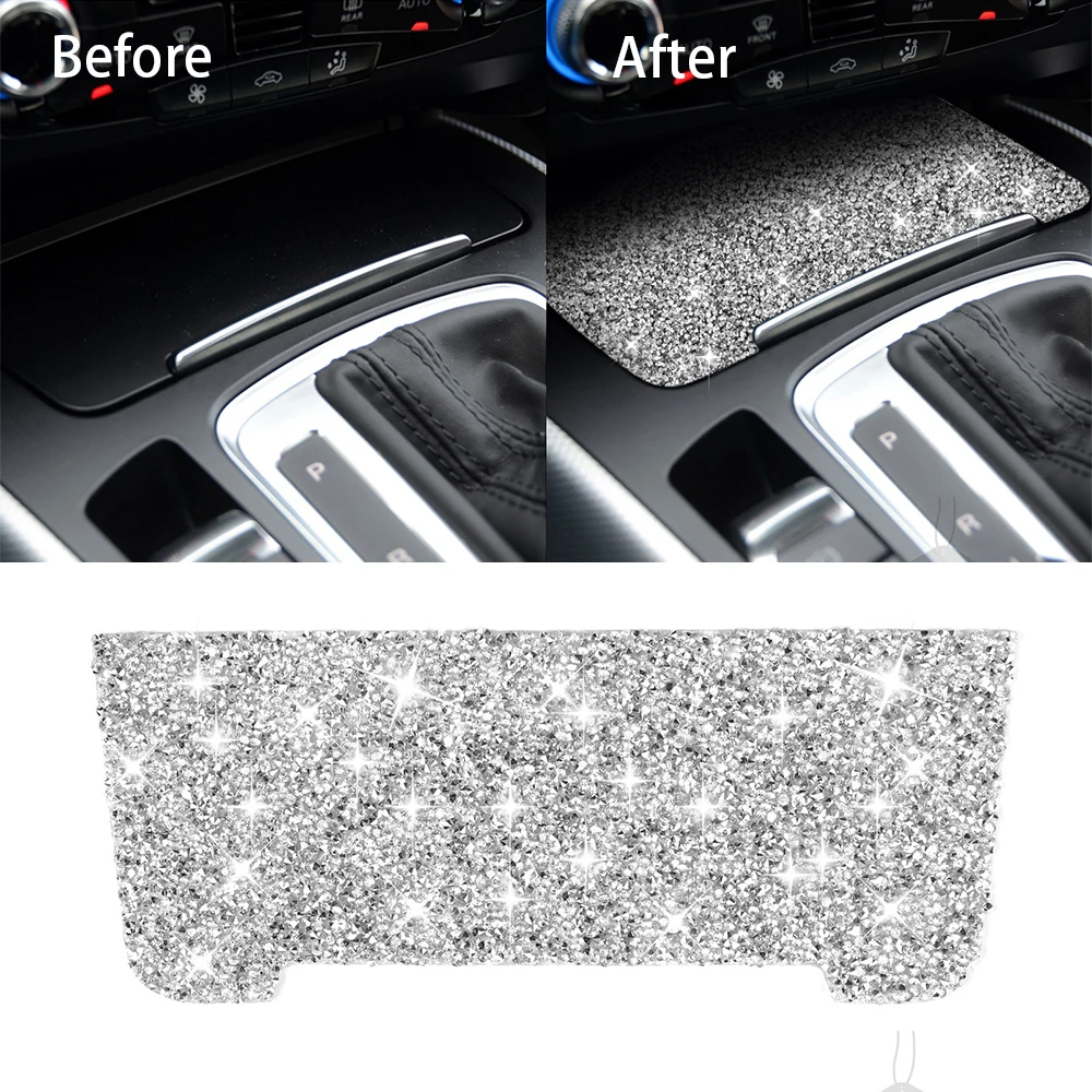 Storage Box Cigarette Lighter Decoration Cover Trim for Audi Q5 2010-2018/ A4L A5 B8 2009-2016 Car Accessories Rhinestone