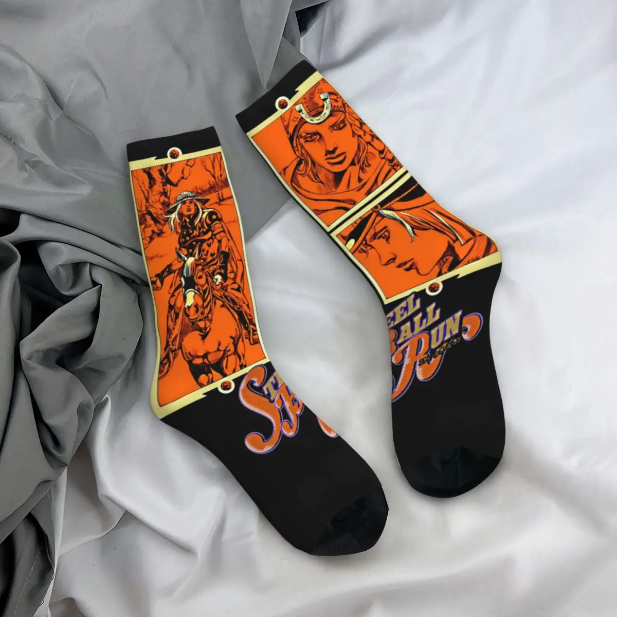 Winter Warm Funny  SBR Steel Ball Run Volume 15 Cover Socks Jojos Bizarre Adventure Anime Jjba Manga Breathable Basketball Socks