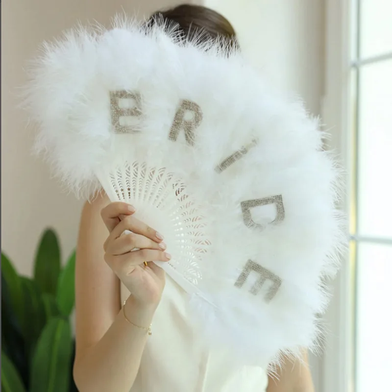 Bride feather fan bachelorette hen do party Bach weekend girls trip fall winter wedding engagement bridal shower decoration gift