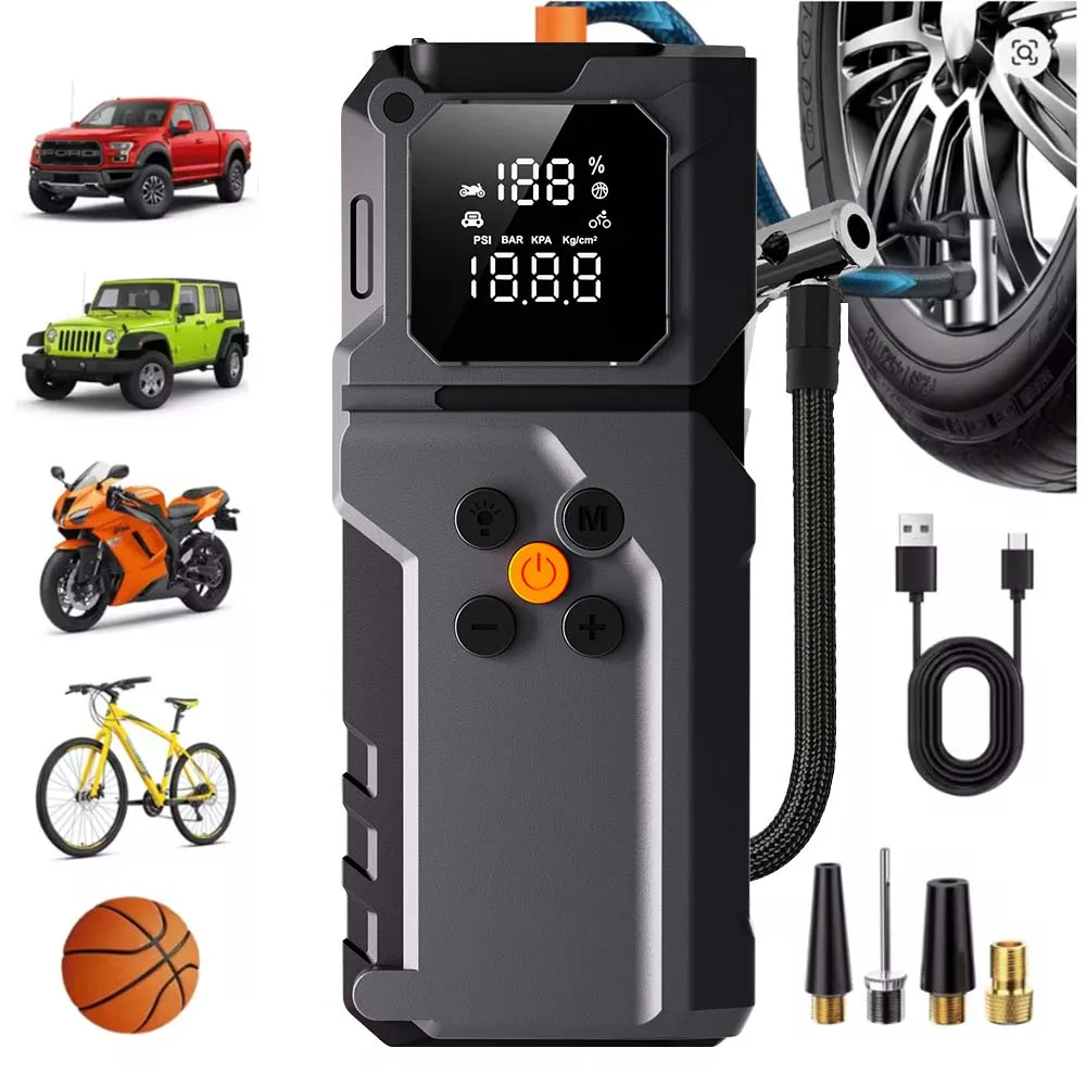 GKFLY 4-in-1 5000A Car Jump Starter with Air Compressor & 12V Power Bank Car Battery Emergency Boosters