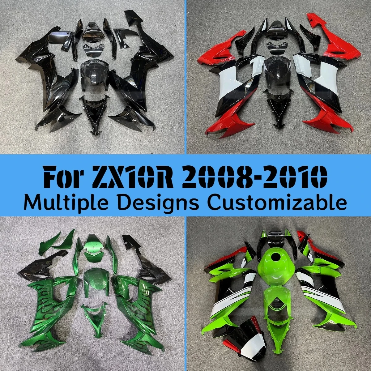 Body Parts Fairings ZX-10R 2008 2009 2010 Fuel Tank Cover Motorcycle Fairing Kit for Kawasaki Ninja ZX10R 08 09 10