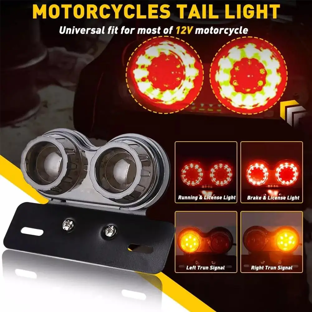 Universal 12v motocicleta led freio luz da cauda sinal de licença led luz da cauda motos luzes placa integrada com suporte k1x1