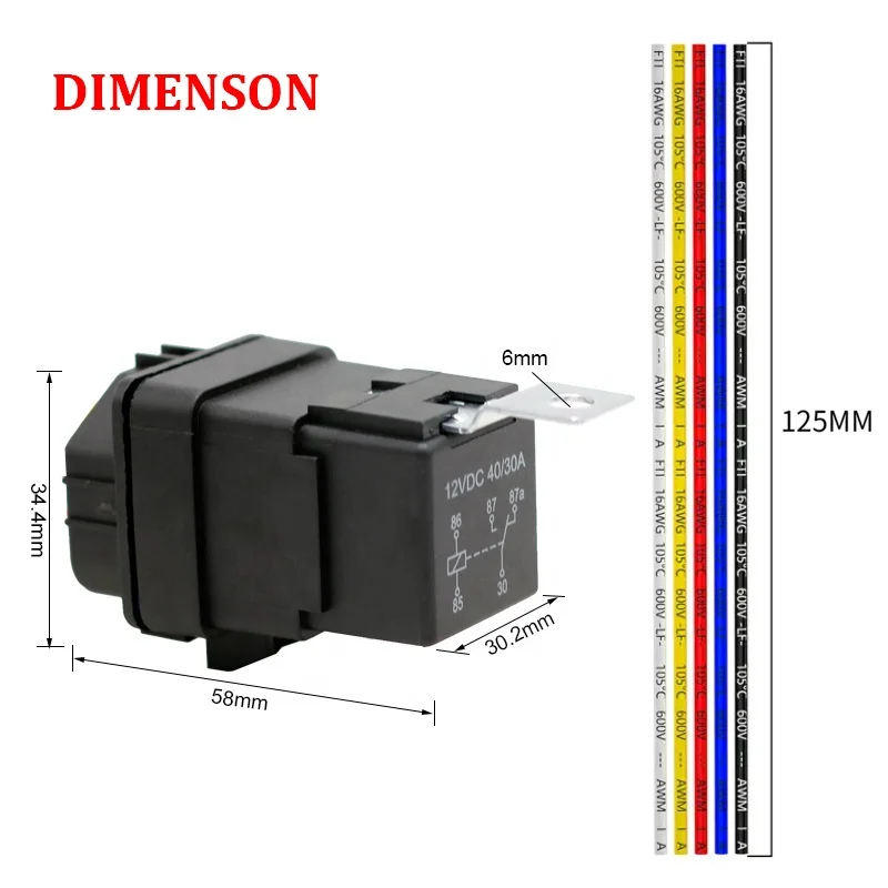 Heavy Duty 12V 40A Waterproof Auto Relay 14AWG SPDT 5 Pin High Performance for Automotive Applications