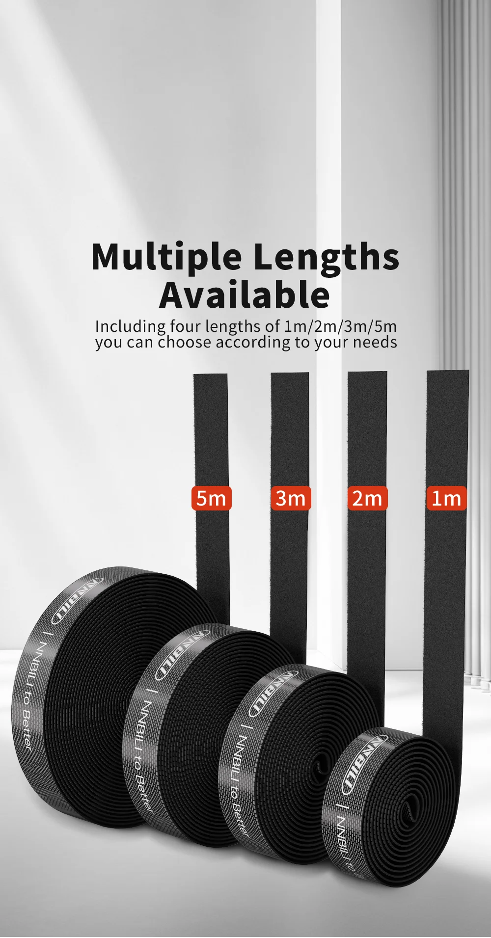 NNBILI Data Cable Management Strap Reusable Detachable Can Be Cut Freely Multifunctional Strap Fixed Storage Accessories