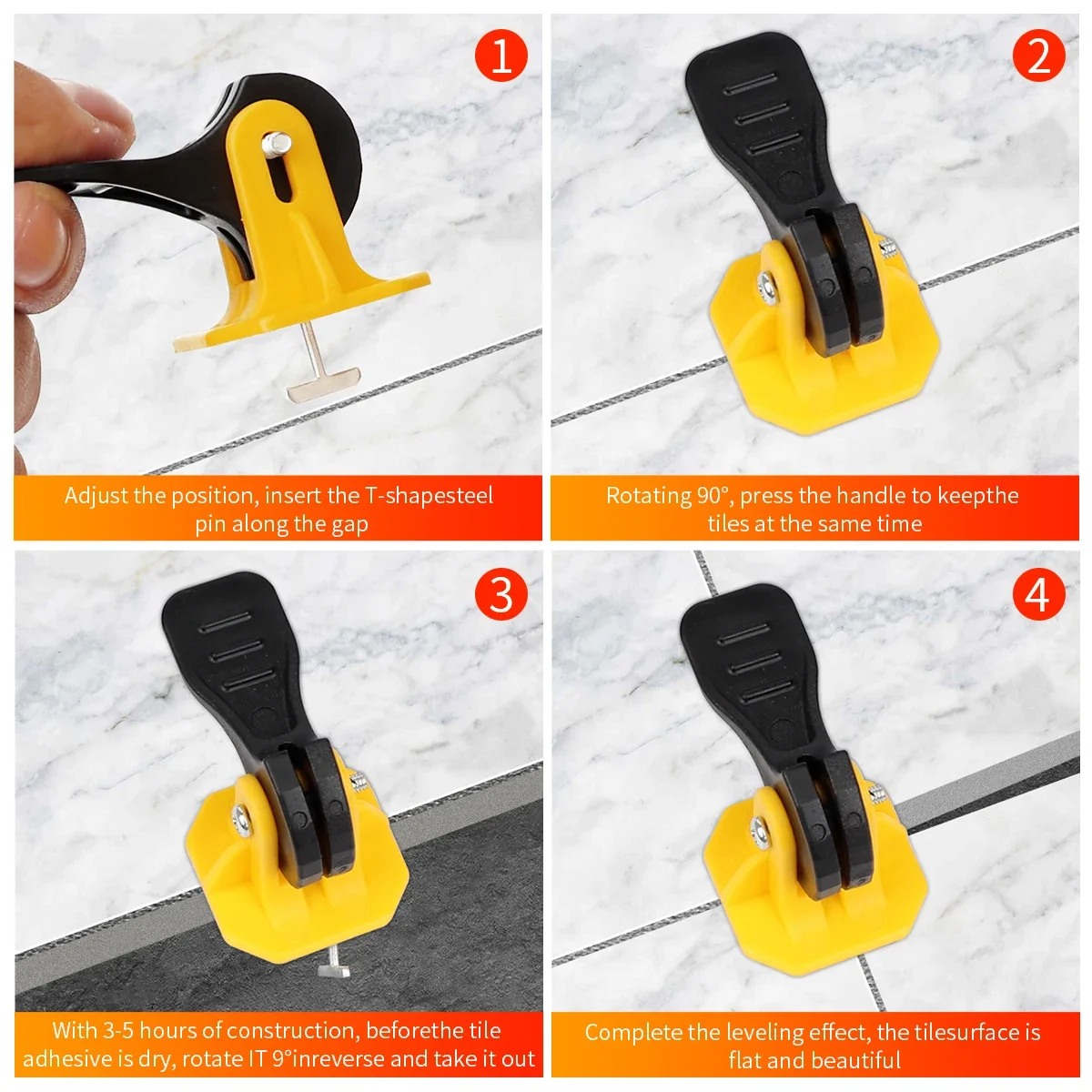 Onnfang 4/50 Reusable Floor Tile Leveler Adjuster Leveling System Clips Plastic Positioning Artifacts Locator Flooring Wall Tile