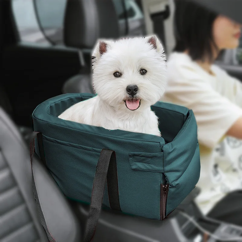 

Dog Car Seat for Small Dog, Center Console Dog Booster Seat, Upgraded Pet Car Seat with Double Protection Seat Belts