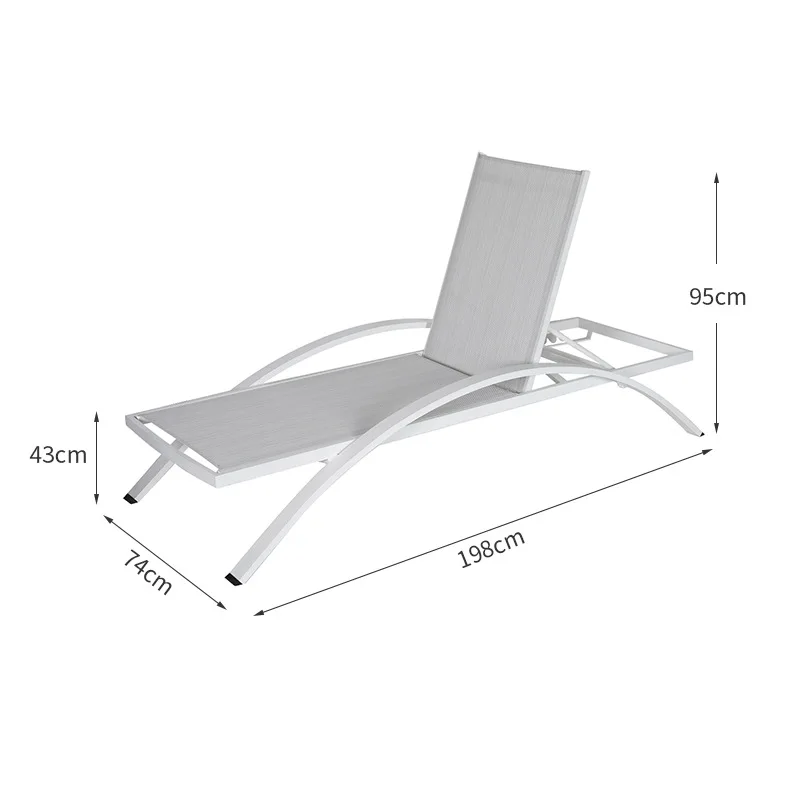 Outdoor Aluminum Alloy Lounger Bed and Breakfast Pool Lounger Bed Open-air Waterproof Sunscreen Sunbathing Beach Lounger