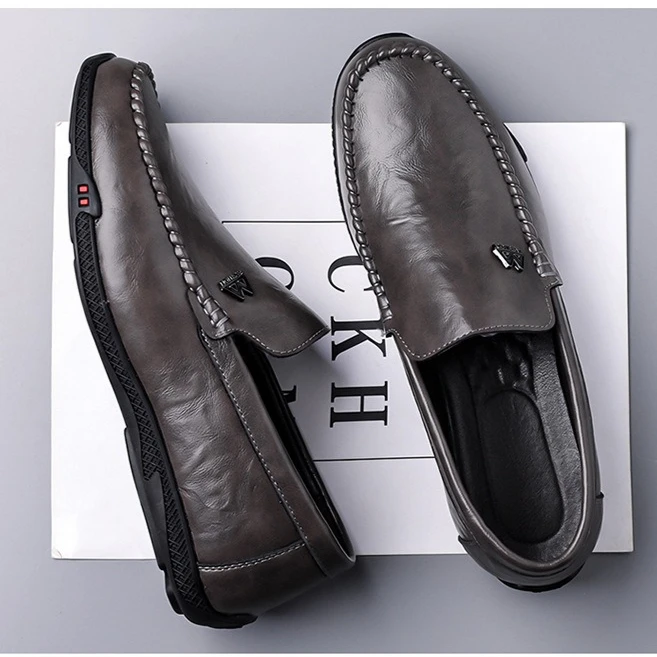 

Новые мужские кожаные повседневные туфли Euro: удобные лоферы-слипоны для вождения и отдыха