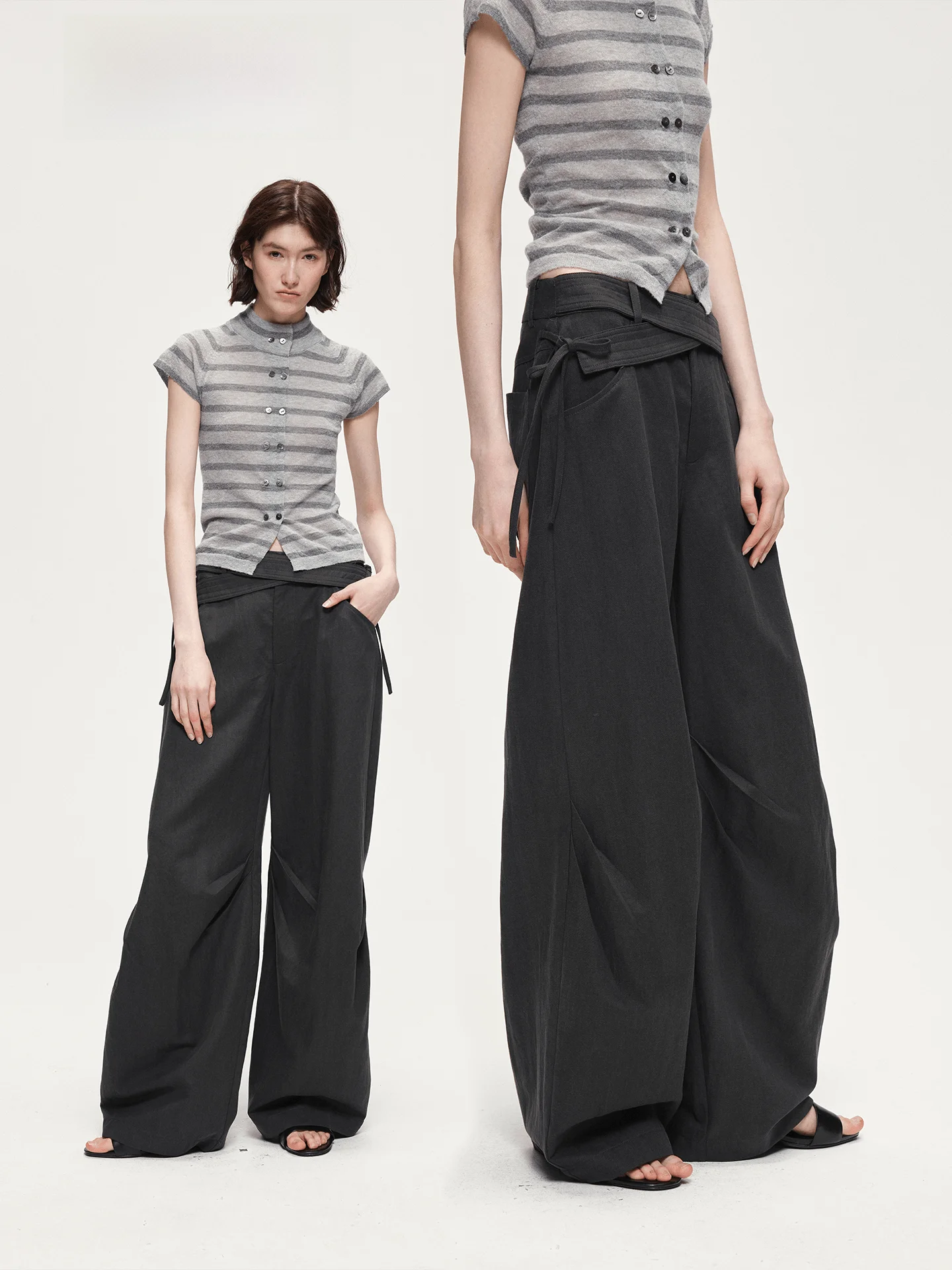 

Женские повседневные плиссированные брюки ACOSEY с двойным поясом, прямые, со средней/высокой талией, из ткани Lenzing