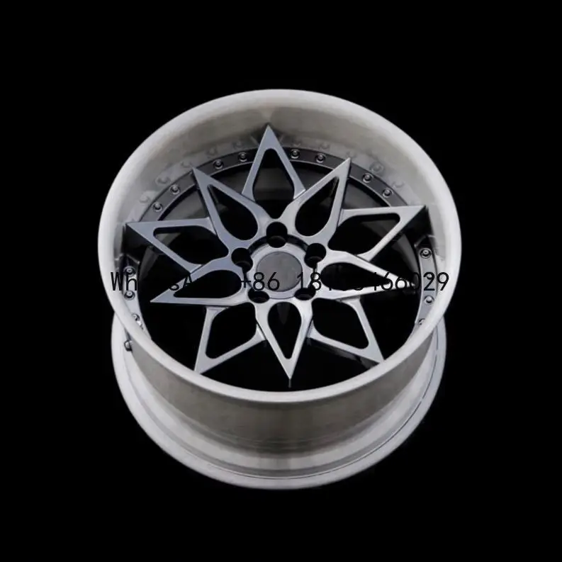 Customized 2 Piece Deep Dish Lip Brushed Wheels Black And Red 18 19 20 21 22 for Land Rover car Benz Ferrari