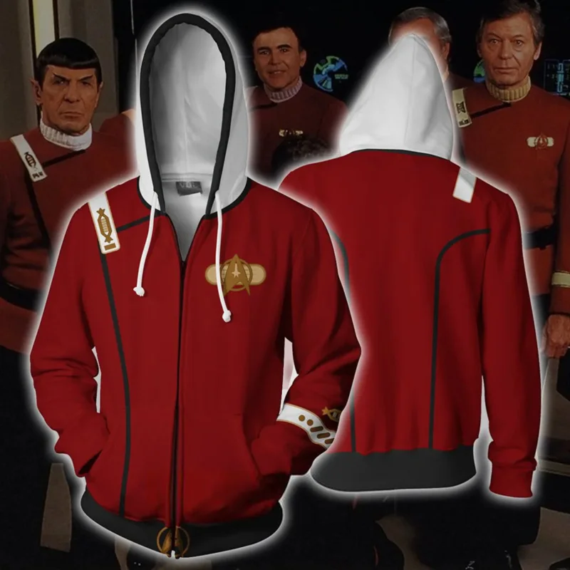 Star Voyager Command Cosplay Star Costume Hoodie Trek Hoodie Sweatshirt 3D Print Zipper Jacket Sweatshirts Coat Tracksuit