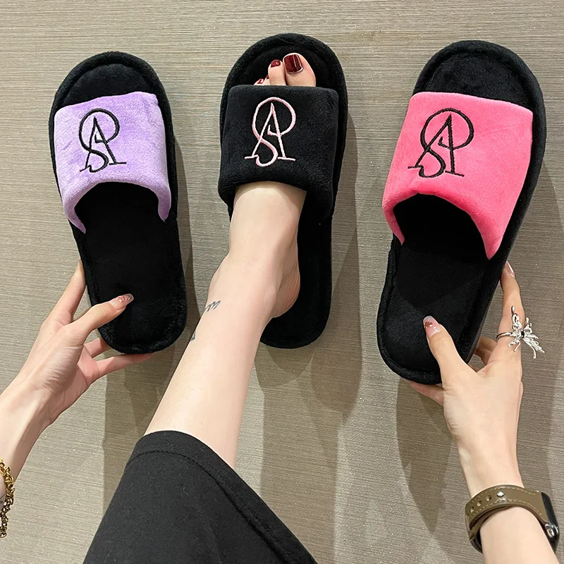 

New Popular Women's Slippers Party Plush Summer New Best-Selling Furry Home Shoes Fur Flip Flops Female Slides Fur Shoes