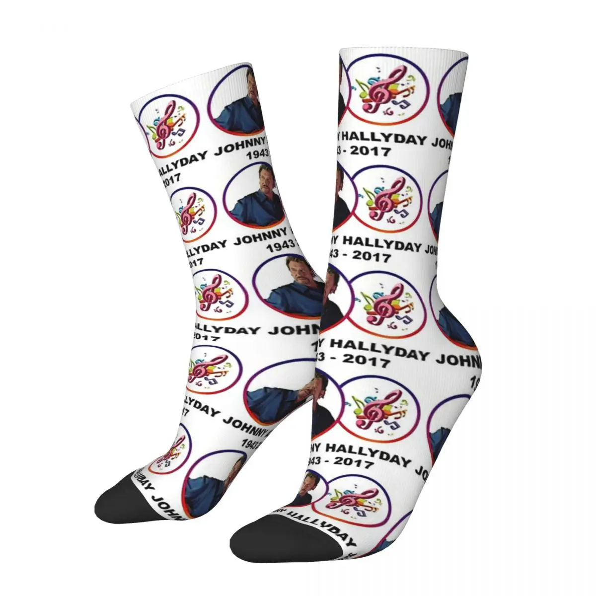 Tribute To Eternal 1943 - 2017 Johnny Hallyday Kawaii Socks Sports Cartoon Pattern Socks