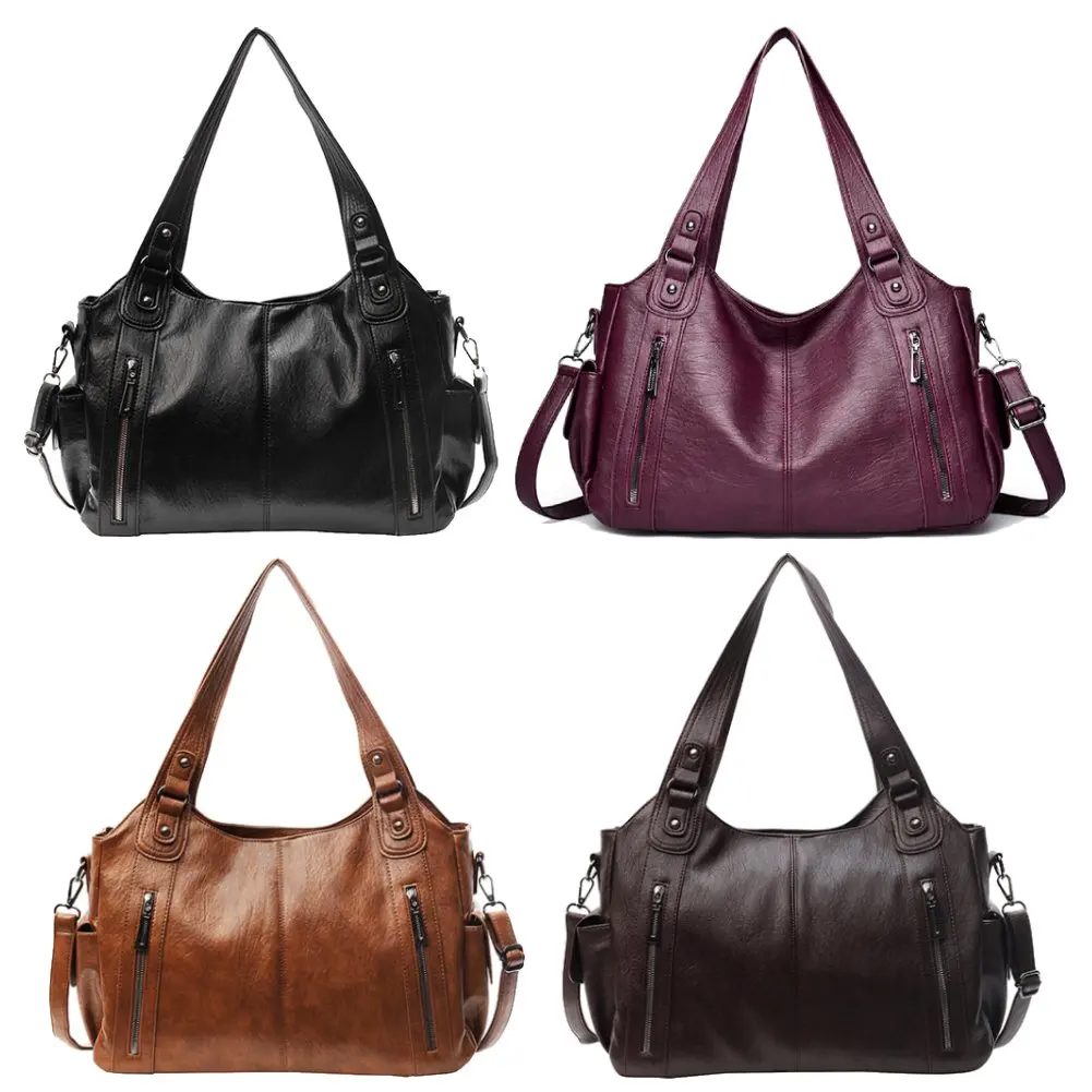 

Crossbody Bag for Women with Multi-Pockets Messenger Bag PU Leather with Zipper Trendy Retro Handbag for Work Travel